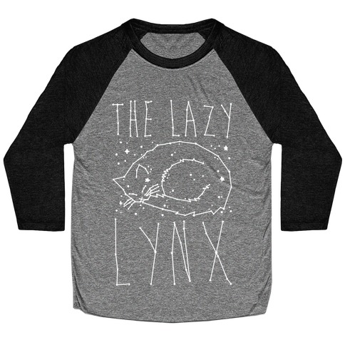 The Lazy Lynx Cat Constellation Parody White Print Baseball Tee