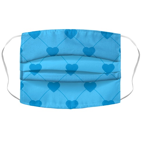 Simple Heart Pattern blue Accordion Face Mask