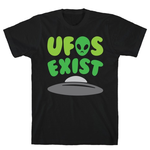 UFOS Exist White Print T-Shirt
