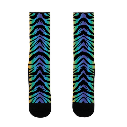 Tiger Stripe Rainbow 90s Pattern Sock