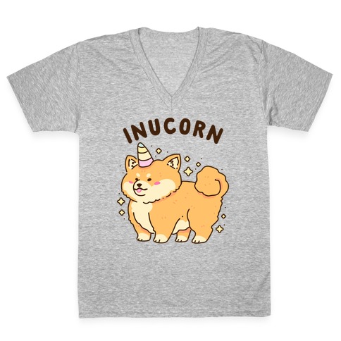 Inucorn (Kawaii Shiba Inu Unicorn) V-Neck Tee Shirt
