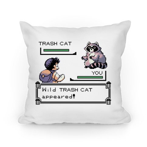 Wild Trash Cat Appears! Pillow