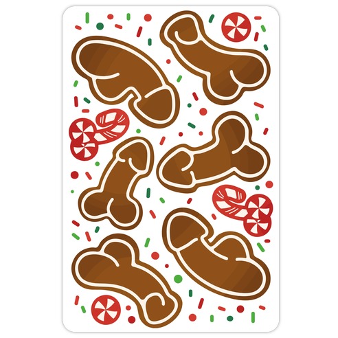 Gingerbread and Candy Cane Penises Die Cut Sticker