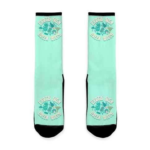 Earth Sign Green Witch Sock