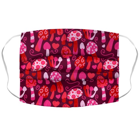 Valentine's Day Mushrooms Pattern Accordion Face Mask