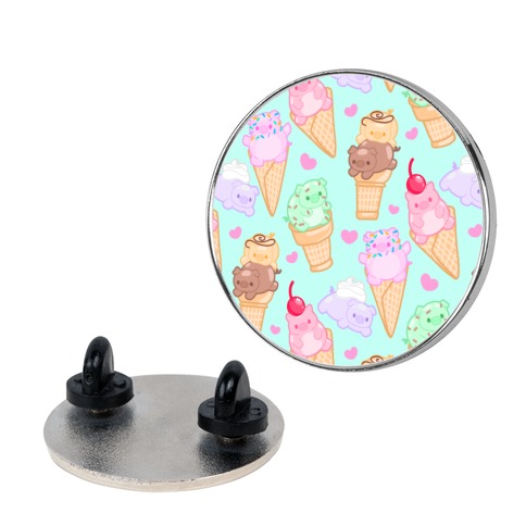 Ice Cream Pigs Pattern Pin