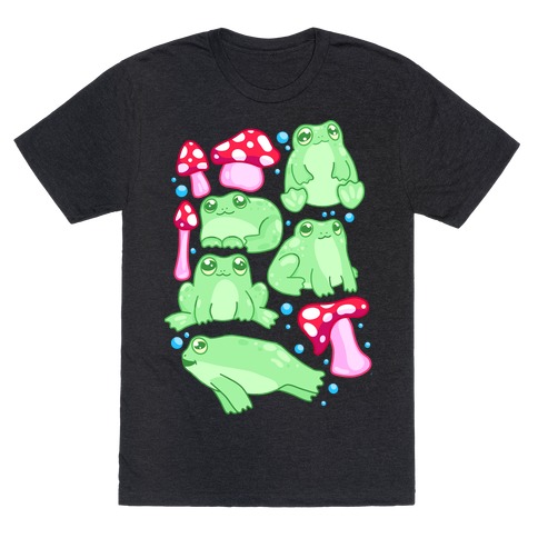 Frogs and Fungus Pattern T-Shirt