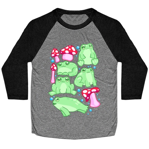 Frogs and Fungus Pattern Baseball Tee