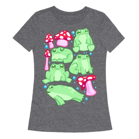 Frogs and Fungus Pattern Womens T-Shirt