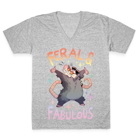 Feral And Fabulous V-Neck Tee Shirt