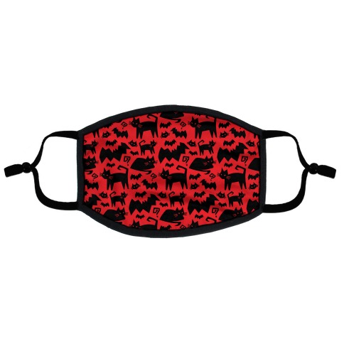Bats Cats and Questions Pattern Flat Face Mask