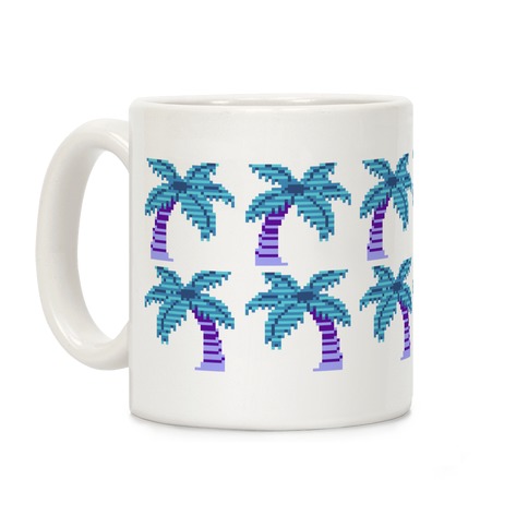8-Bit Vaporwave Palm Trees Pattern Coffee Mug