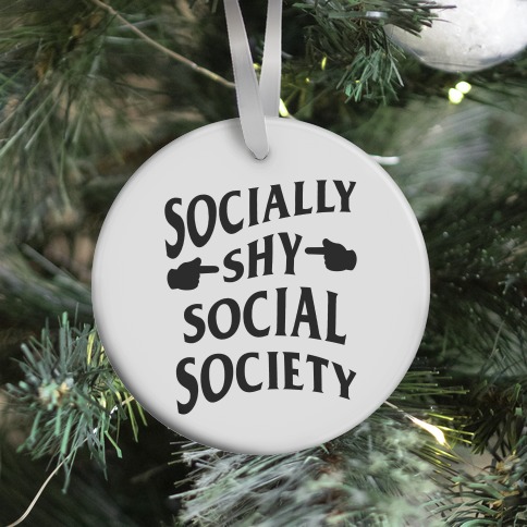Socially Shy Social Society (white) Ornament