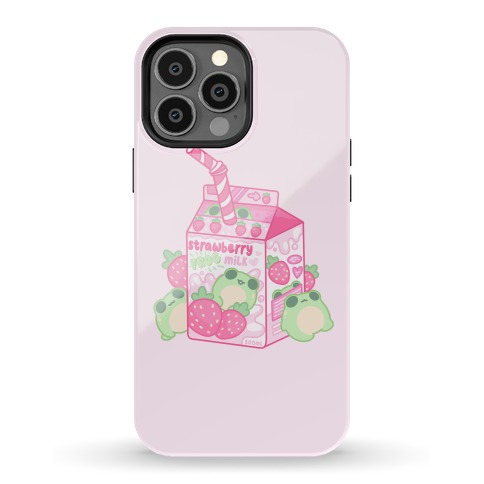 Kawaii Strawberry Frog Milk Phone Case