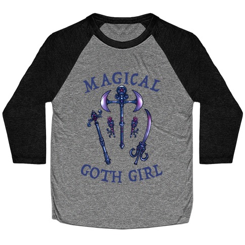 Magical Goth Girl Gray Baseball Tee