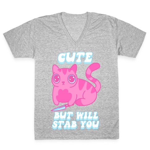 Cute But Will Stab You Cat V-Neck Tee Shirt