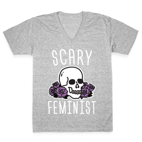 Scary Feminist V-Neck Tee Shirt