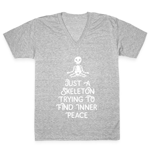 Skeleton Peace V-Neck Tee Shirt
