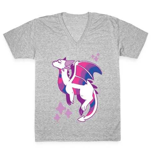 Bi Pride Dragon V-Neck Tee Shirt