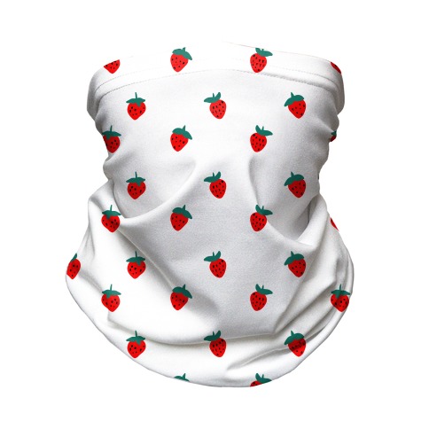 Dainty Strawberry Pattern White Neck Gaiter