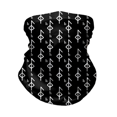 Health Rune Pattern Black and White Neck Gaiter