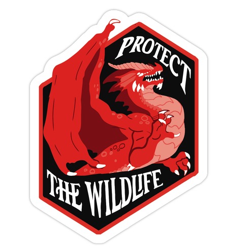 Protect The Wildlife Red Dragon Die Cut Sticker