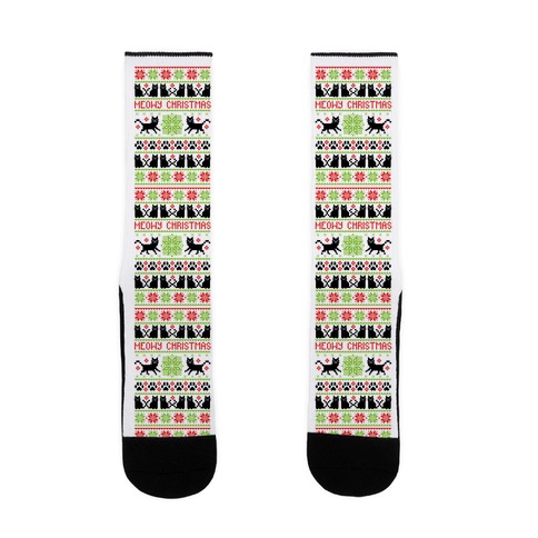 Meowy Christmas Cat Sweater Pattern Sock
