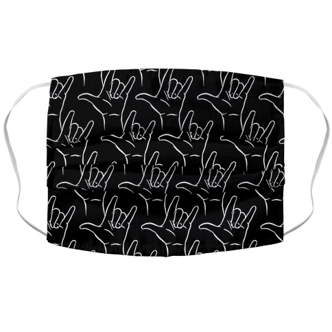 Love Hand Sign Pattern Black and White Accordion Face Mask