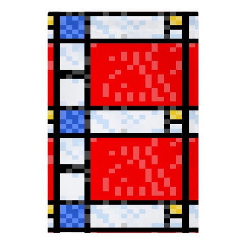 Pixelated Composition With Red Blue And Yellow Garden Flag