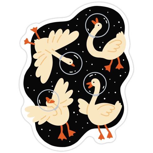 Geese In Space Die Cut Sticker