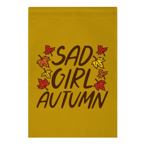 Sad Girl Autumn Garden Flag