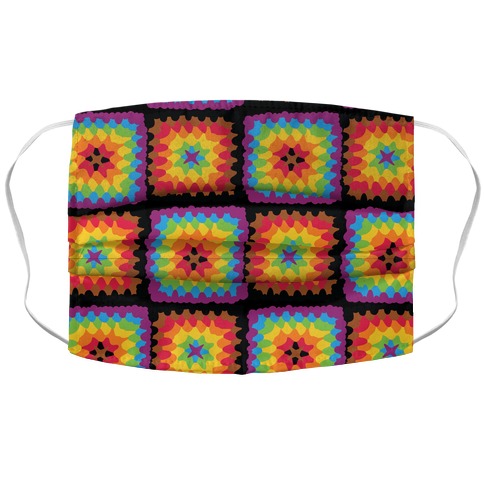 Granny Squares Pattern (Gay Pride) Accordion Face Mask