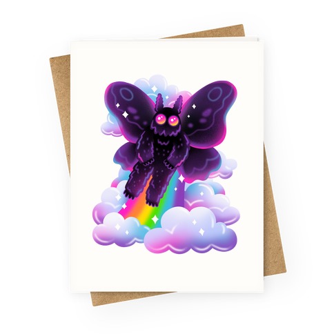 90s Neon Rainbow Mothman Greeting Card