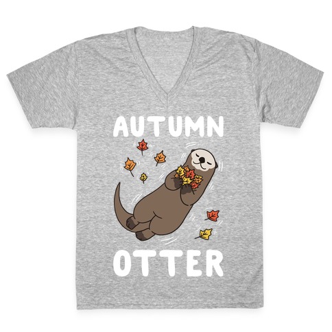 Autumn Otter V-Neck Tee Shirt