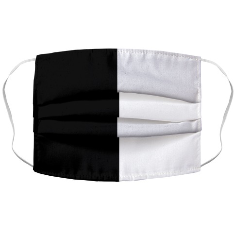 Vertical Black and White Split Accordion Face Mask