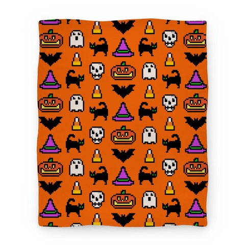Pixel Halloween Pattern Blanket