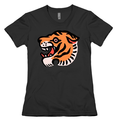 Old School Tiger Tattoo Head Womens T-Shirt