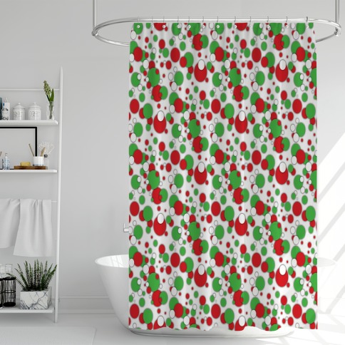 Red And Green Holiday Confetti Shower Curtain