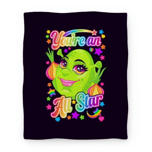 90s Neon Rainbow Shrek Blanket