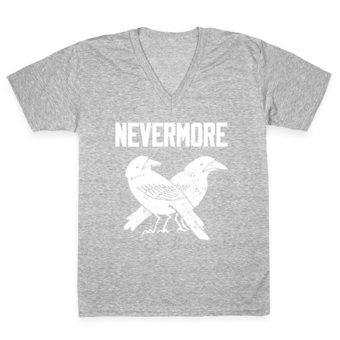 Nevermore With A Picture Of A Raven On A T-shirt V-Neck Tee Shirt