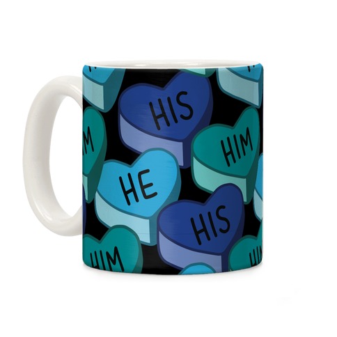 Male Pronoun Candy Hearts Coffee Mug