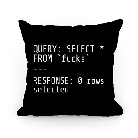QUERY: SELECT* FROM 'F***s' -- RESPONSE: 0 rows selected Pillow