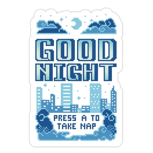 Good Night Game Over Screen Die Cut Sticker