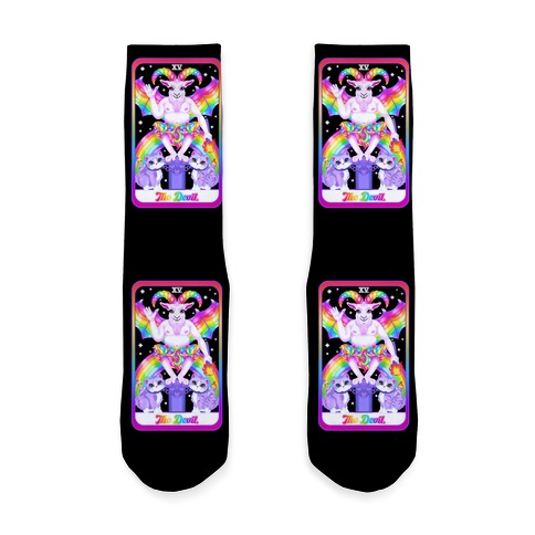 90s Neon Rainbow The Devil Tarot Sock