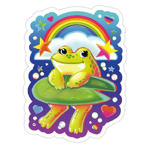 90's Rainbow Frog Die Cut Sticker