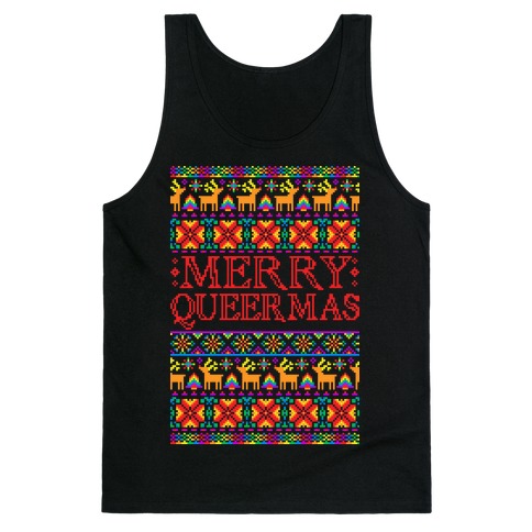 Merry Queermas Gay Pride Christmas Sweater Tank Top