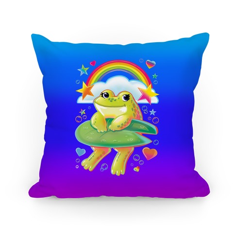 90's Rainbow Frog Pillow