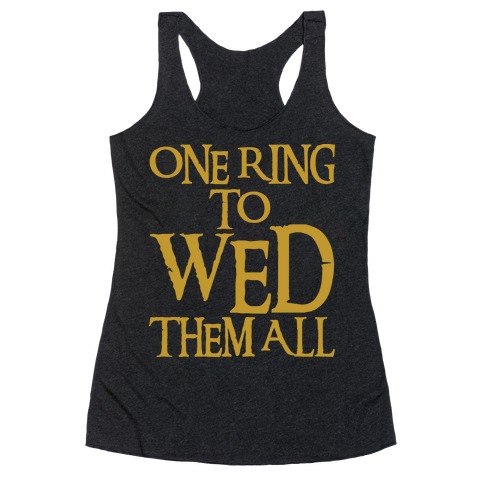 One Ring To Wed Them All Parody White Print Racerback Tank Top