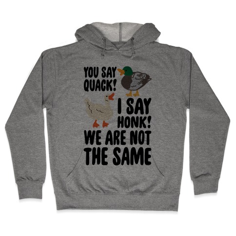 You Say Quack I Say Honk We Are Not The Same Hooded Sweatshirt
