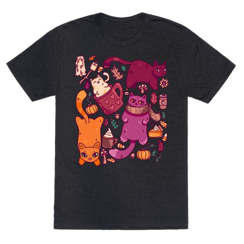 Fall Cats Pattern T-Shirt